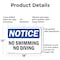 Signmission No Swimming No Diving, 18 in W x Rectangle, Aluminum OS-2PACK-NS-A-1218-L-14877 - alternate 6